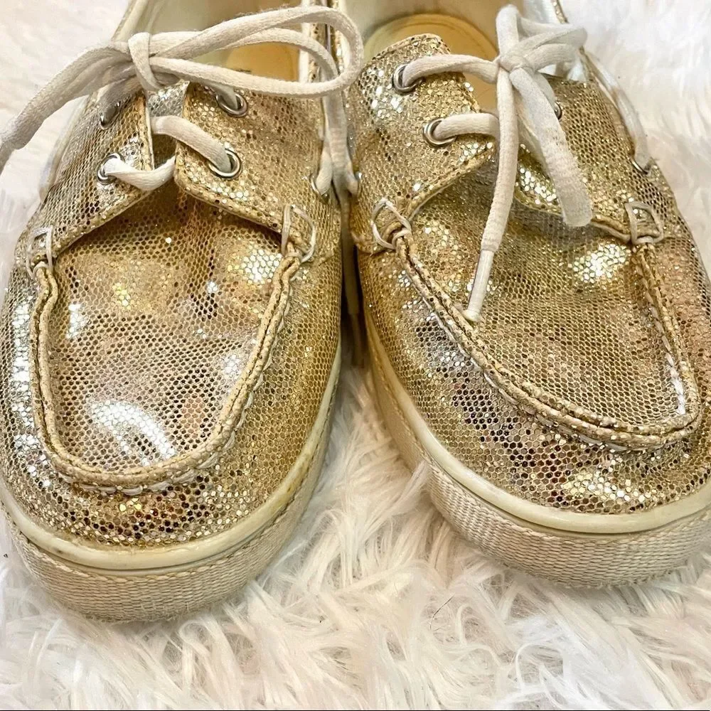 Bongo Edge Gold Glitter Boat Shoes Sneakers Slip On